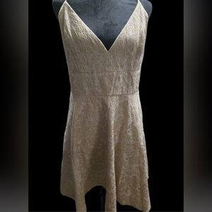 Badgley Mischka Elegant Cream and Gold Dress Size 16